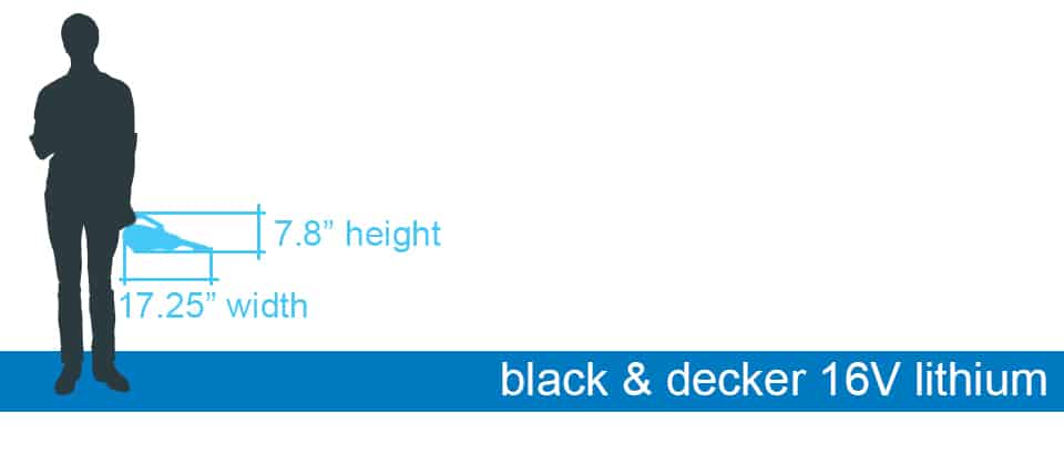 Black & Decker 16V Lithium handheld vacuum - size and dimensions