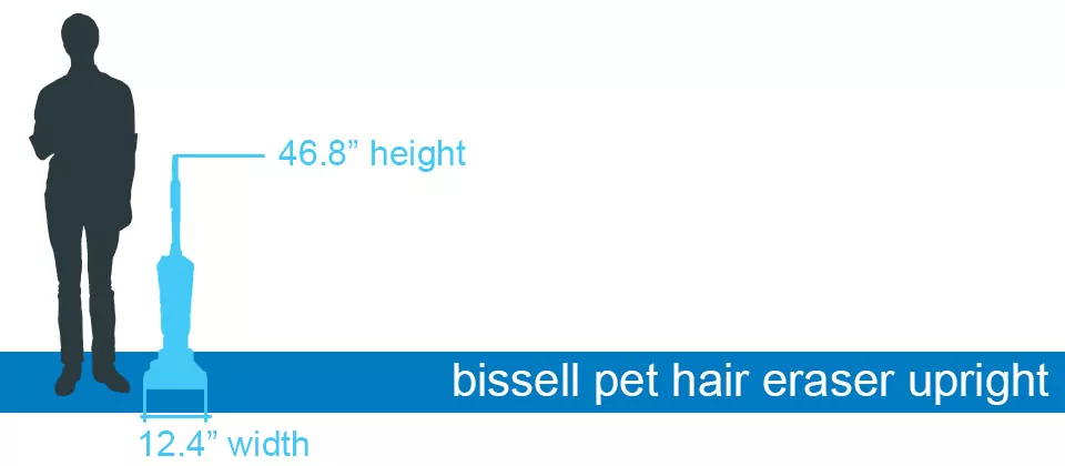 Bissell Pet Hair Eraser upright vacuum size and dimensions