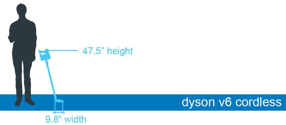 Dyson V6 cordless stick vacuum size and dimensions