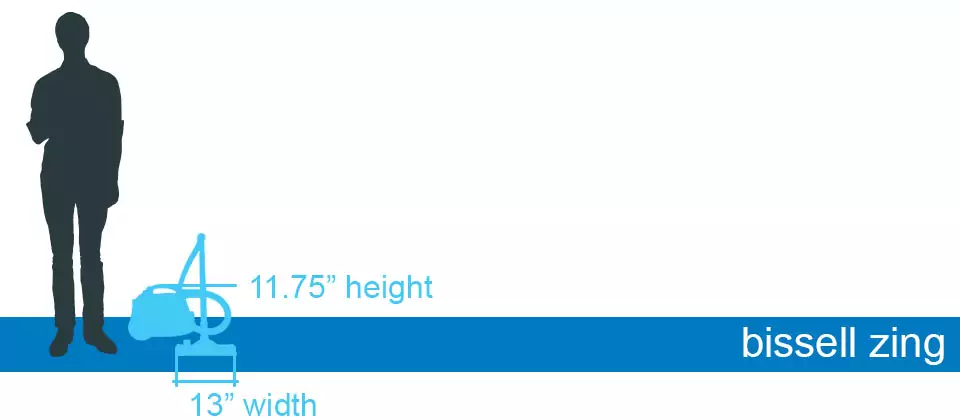 Bissell Zing canister vacuum size and dimensions