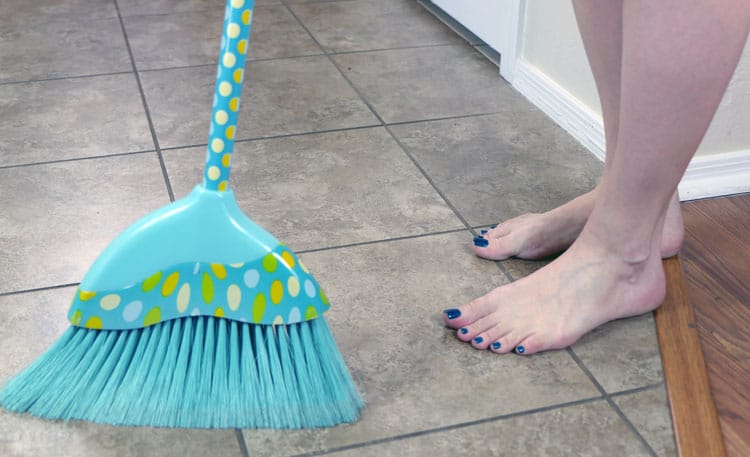 Always sweep before you start doing the serious cleaning.