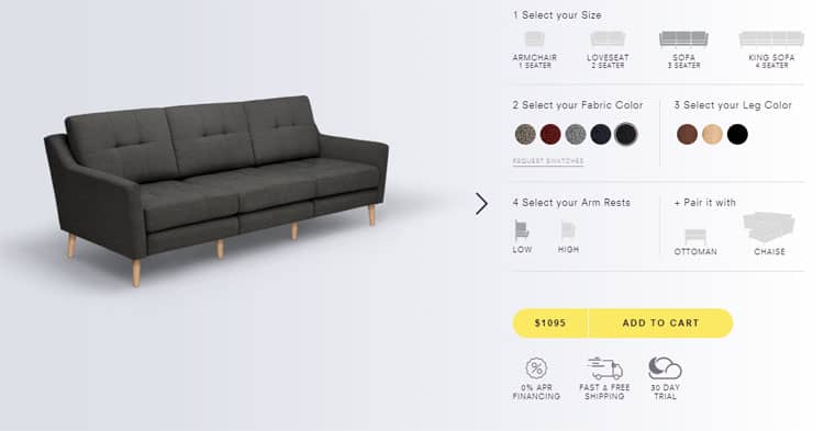 Ordering a burrow couch