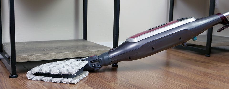 The Shark Genius is able to lie virtually flat while mopping