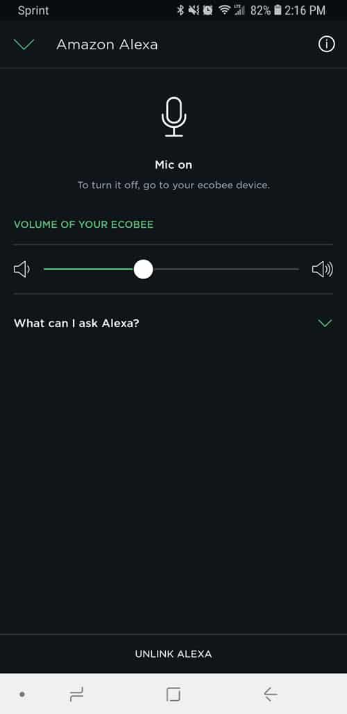 Ecobee Amazon Alexa Settings