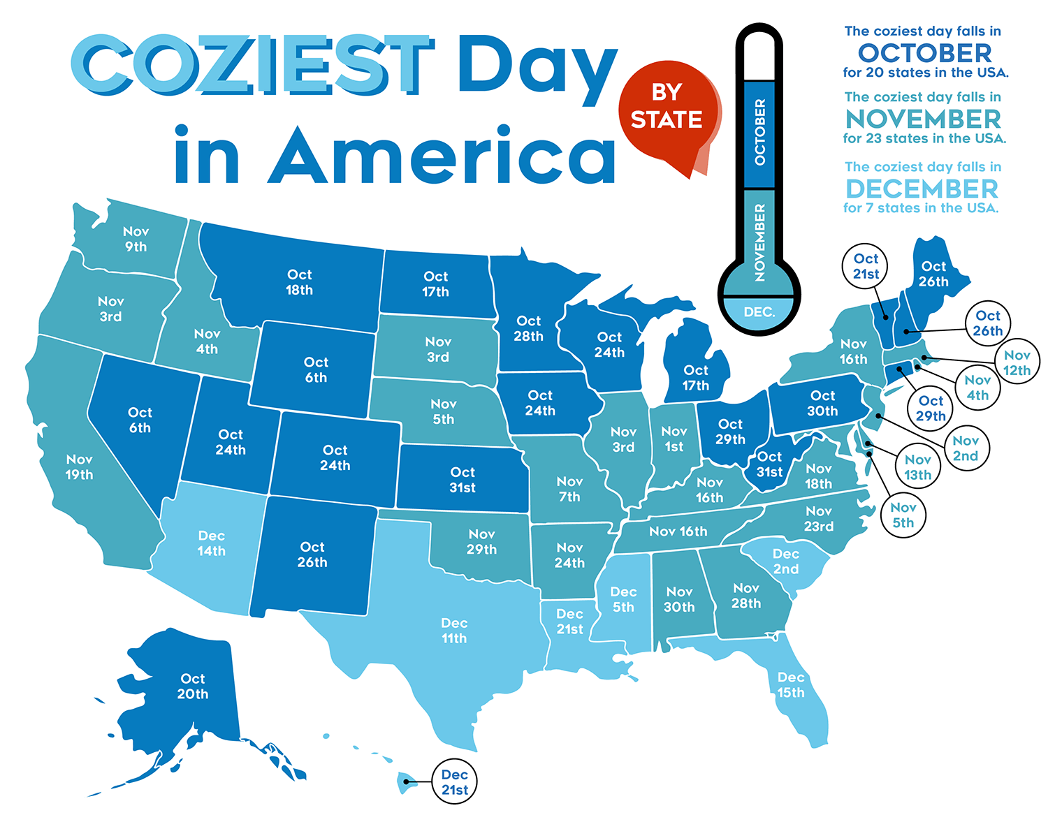 Cozies Day of the Year - by state in America