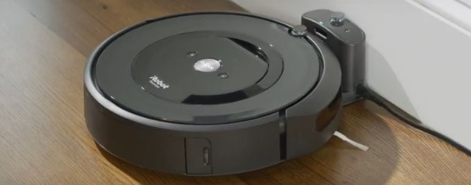 The e5 will drive itself onto the charging base to charge up for its next cleaning session