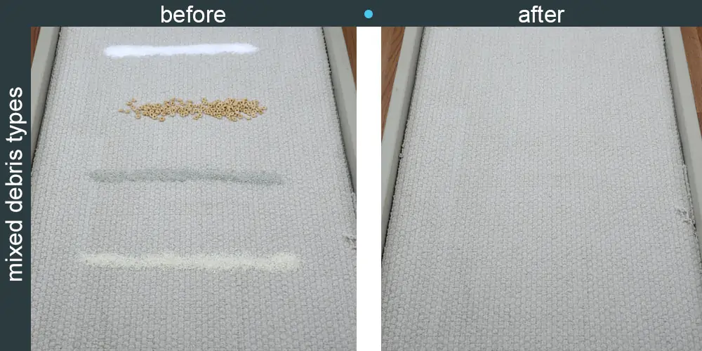 Low pile carpet cleaning tests against the Novete handheld vacuum
