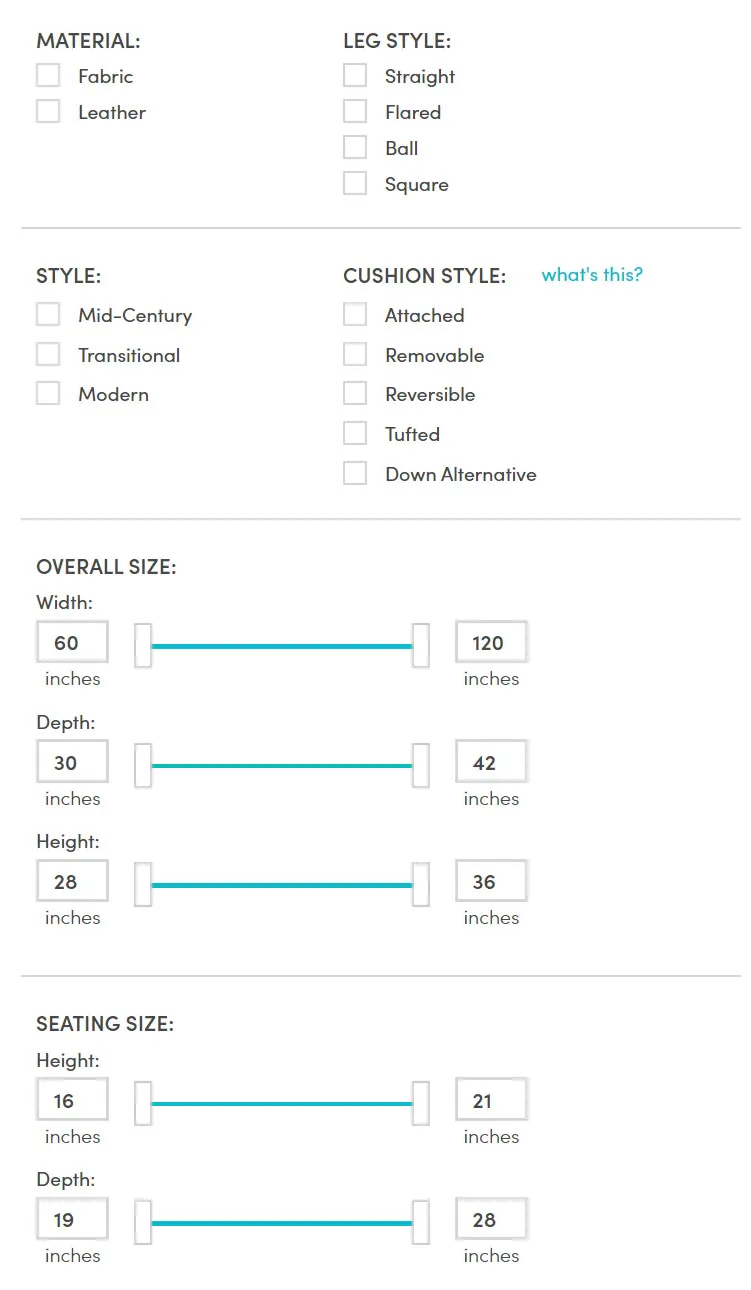 Joybird customization options