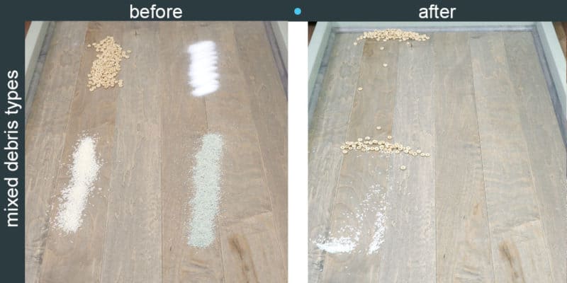 Testes de limpeza de piso de madeira contra o recipiente de bola grande de Dyson