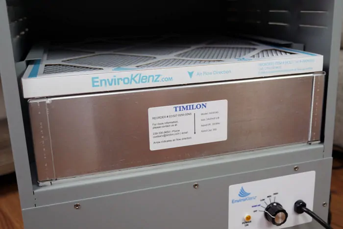 Filters installed on the EnviroKlenz air purifier