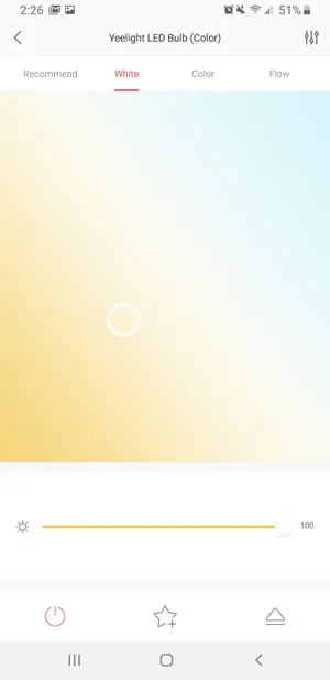 Changing white color balance options in Yeelight app