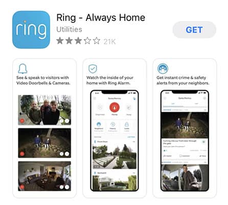 Ring video doorbell app screen