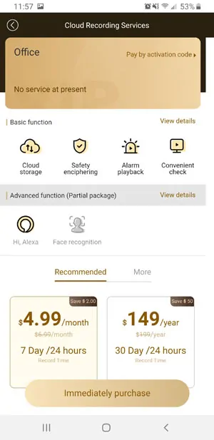 Blurams home pro security camera - cloud app