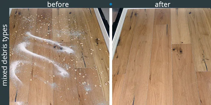 Amarey A980 robot vacuum cleaning tests - hardwood floor