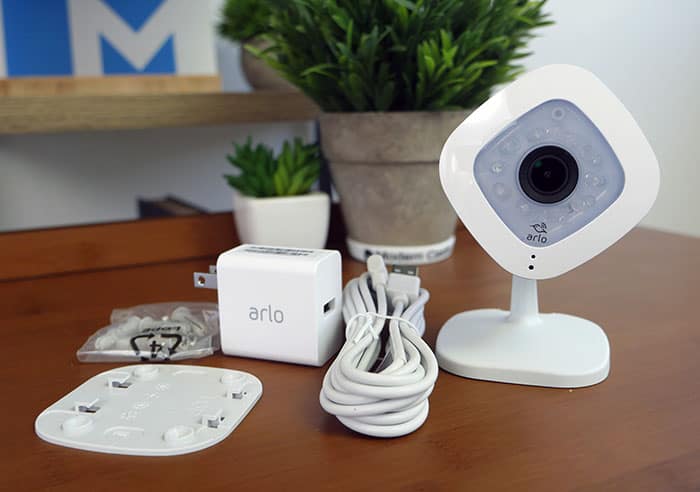 Arlo Q camera with parts and accessories