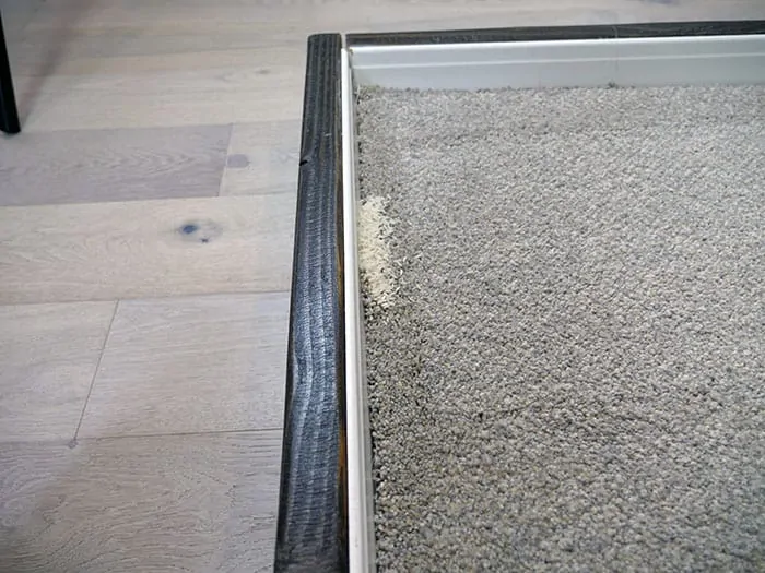Debris pushed aside on the V11 Outsize cleaning test
