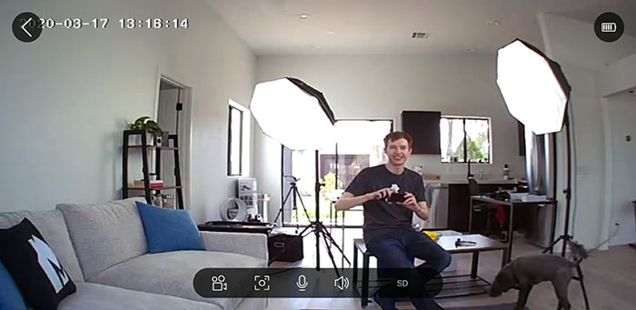 Indoor camera test for the HeimVision security camera (foreground)