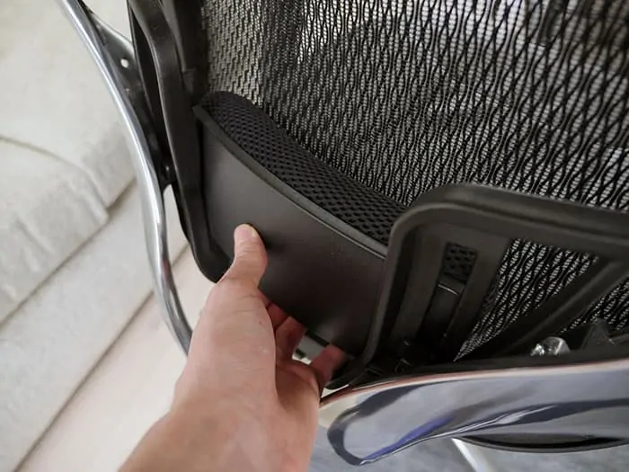 Adjustable lumbar support on the Aloria office chair