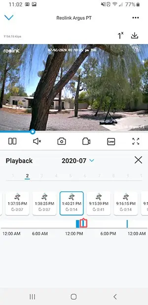 The Reolink app - viewed from your smartphone
