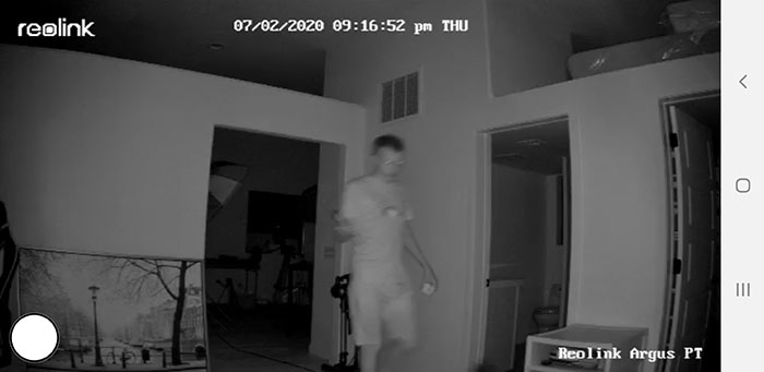 Reolink Argus camera - night time indoor video quality 