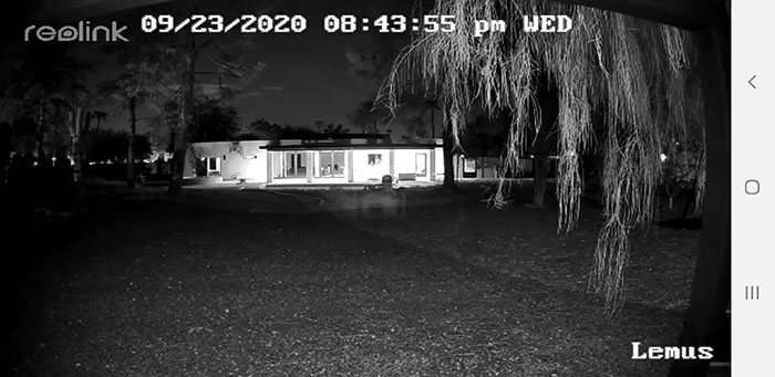 Reolink Lemus night time video quality - grayscale 