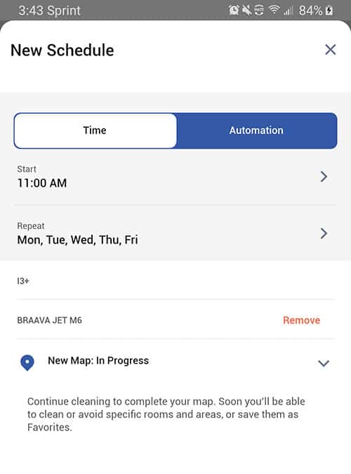 Roomba i3+ cleaning schedule setup