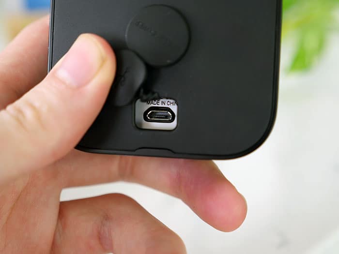 Silicone cover on the micro USB connection - back of the Blink Outdoor camera