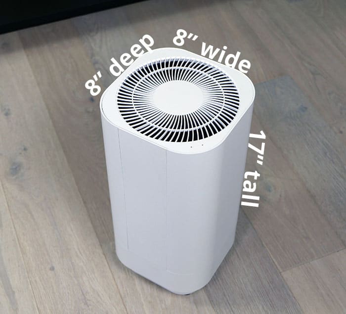 Size of the Clean-tech air purifier 