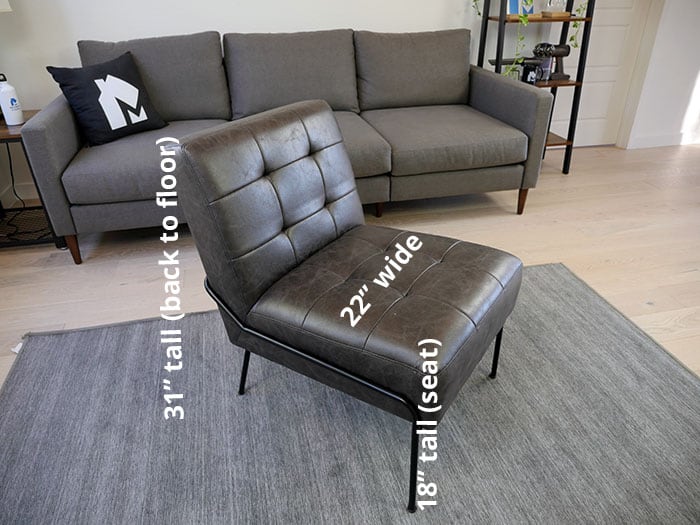 Exact dimensions of the eLuxury armless accent chair 