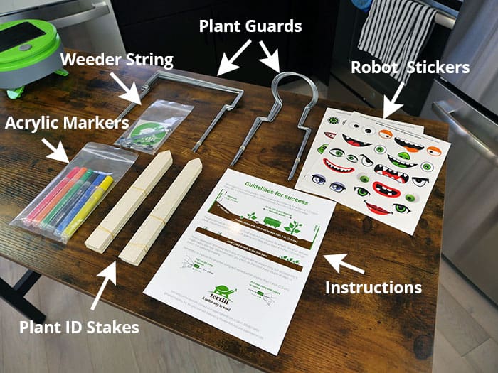 Accessories and parts with the Tertill weeding robot 