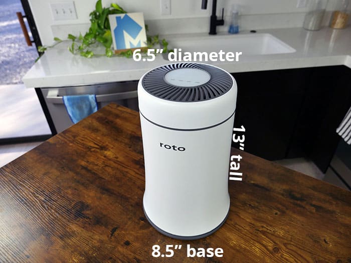 Roto KJ100G air purifier - size and dimensions 
