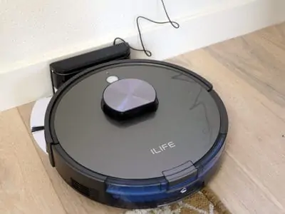 iLife A10 docked at charging station