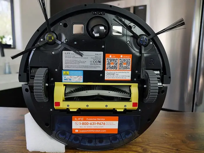 Underside of the iLife A10 robot vacuum