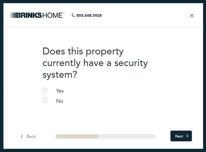Brinks Home security questionnaire