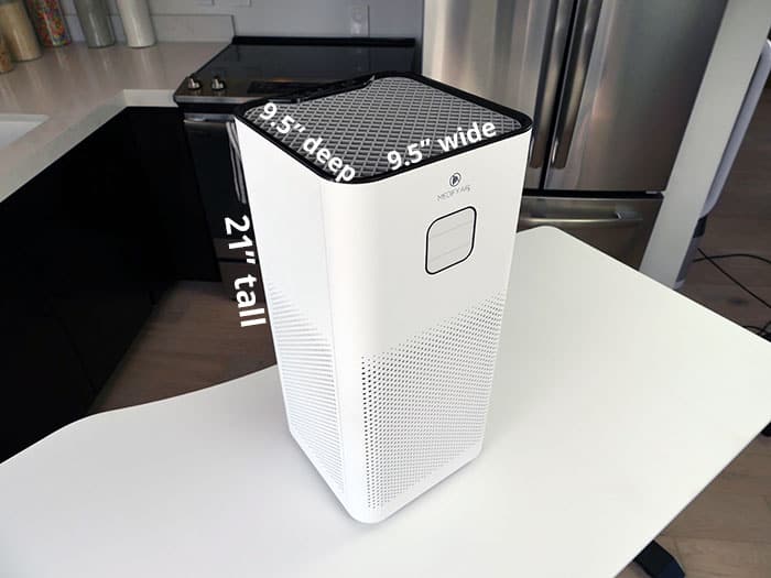 Size of the Medify MA 50 air purifier 