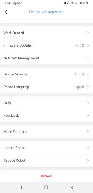 Narwal T10 settings in the app