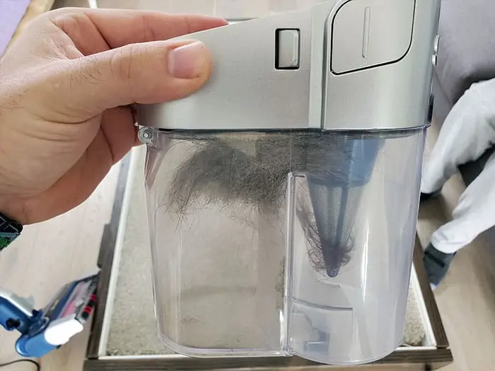 Shark Stratos Pet Hair In Brushroll Pet hair in Shark Stratos dust bin